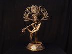 Handmade Krishna Brass Idol: Rare Flute Design, Nepal Temple Decor