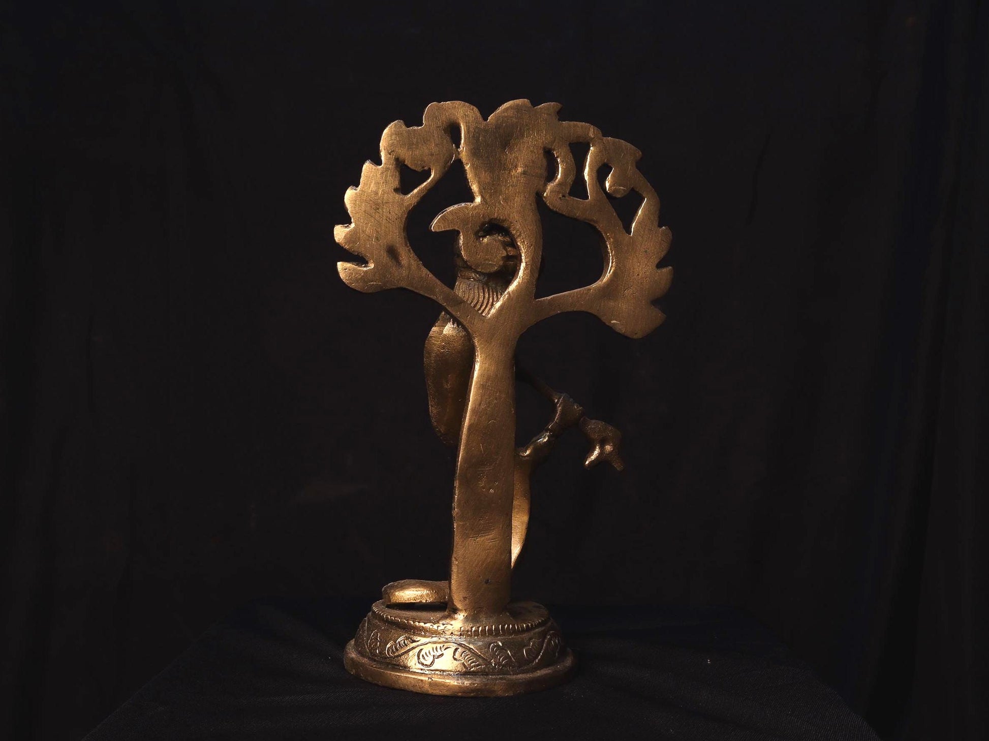 Handmade Krishna Brass Idol: Rare Flute Design, Nepal Temple Decor
