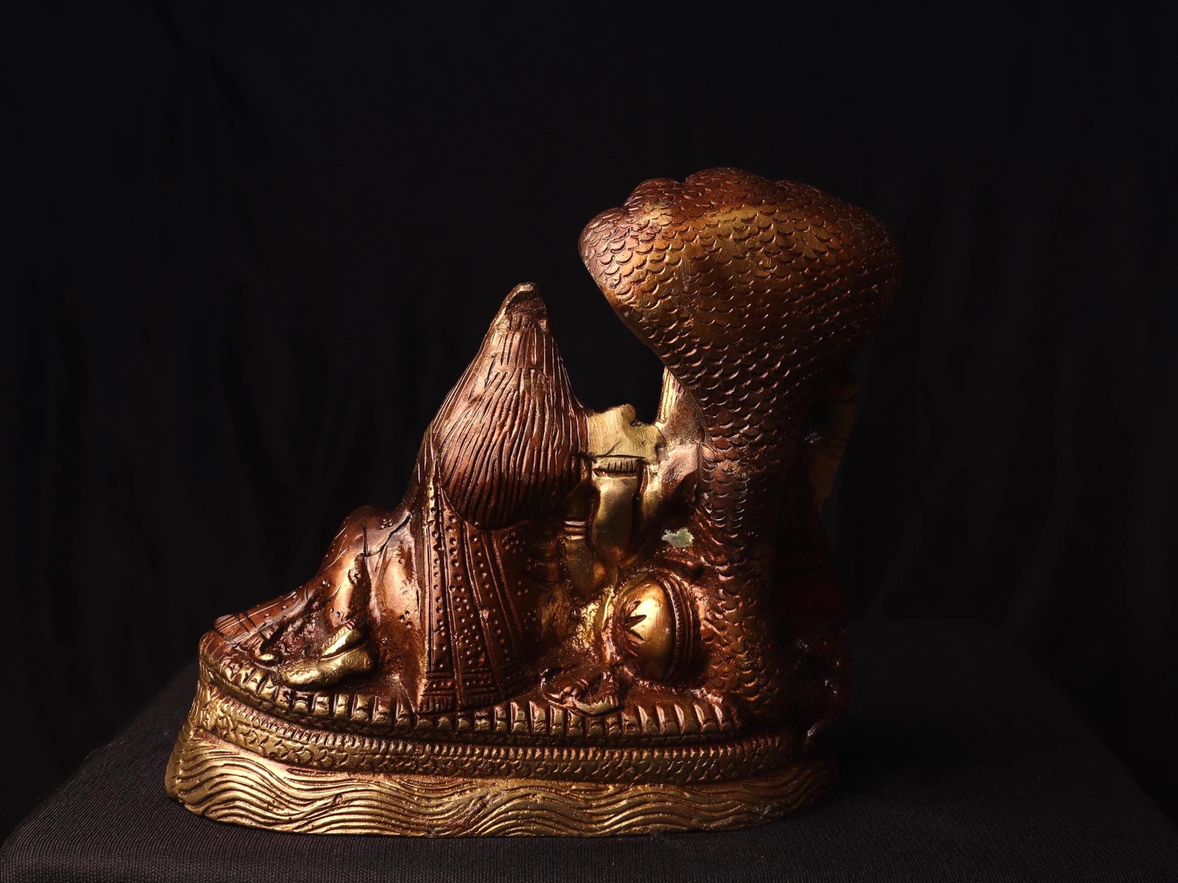 Handmade Brass Laxmi Narayan Statue: Hindu Temple Decor