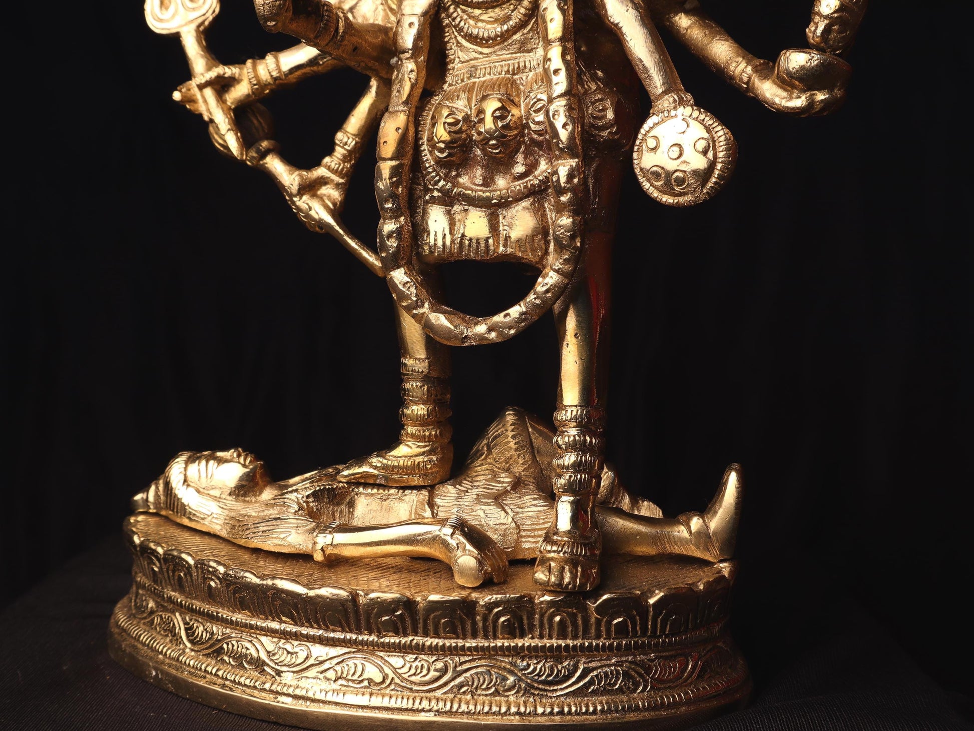 Large Brass Kali Ma Statue: Fierce Divine Goddess Idol, Nepal