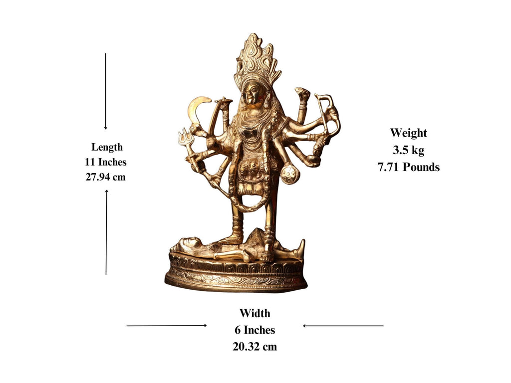 Large Brass Kali Ma Statue: Fierce Divine Goddess Idol, Nepal