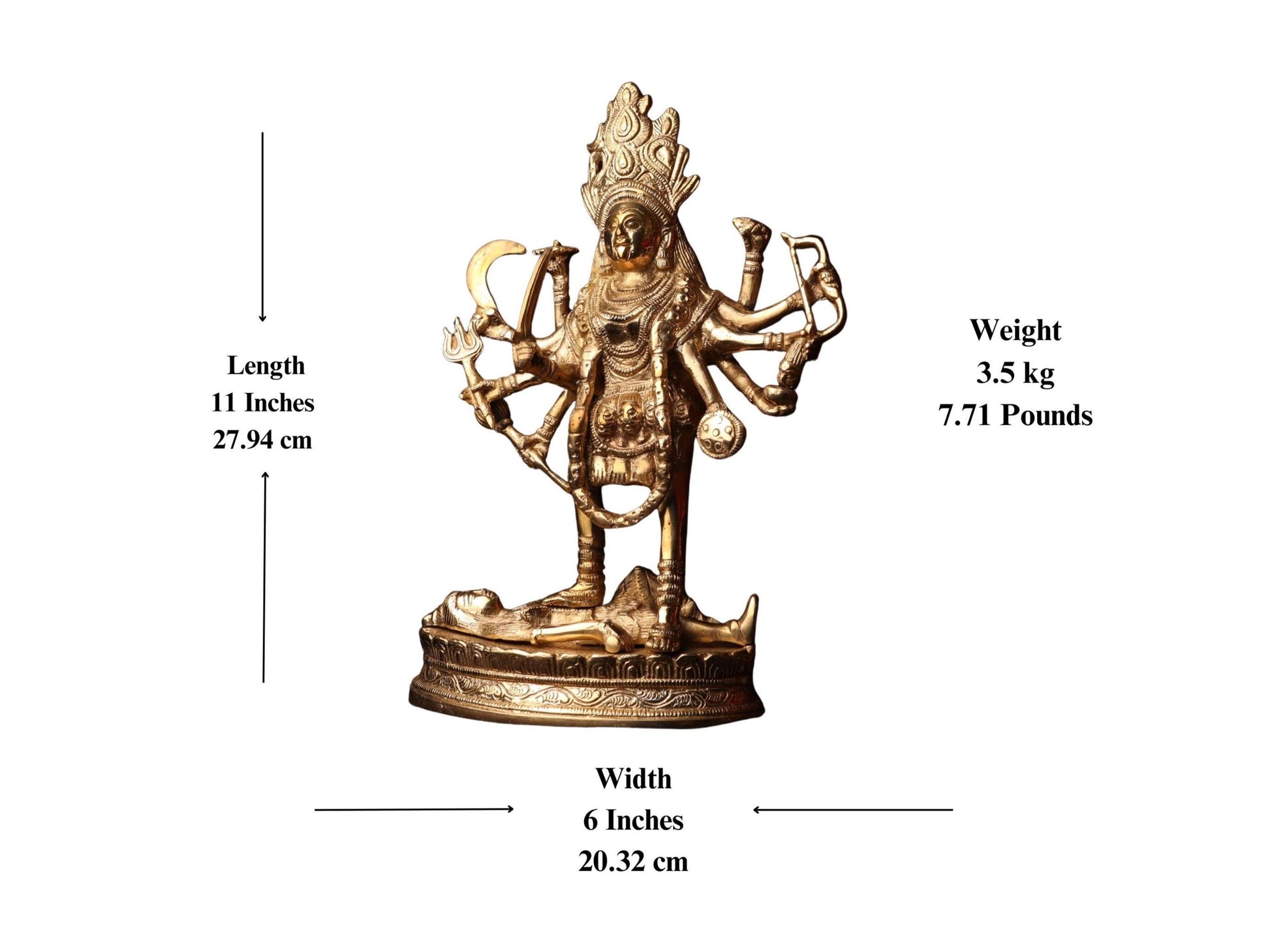 Large Brass Kali Ma Statue: Fierce Divine Goddess Idol, Nepal