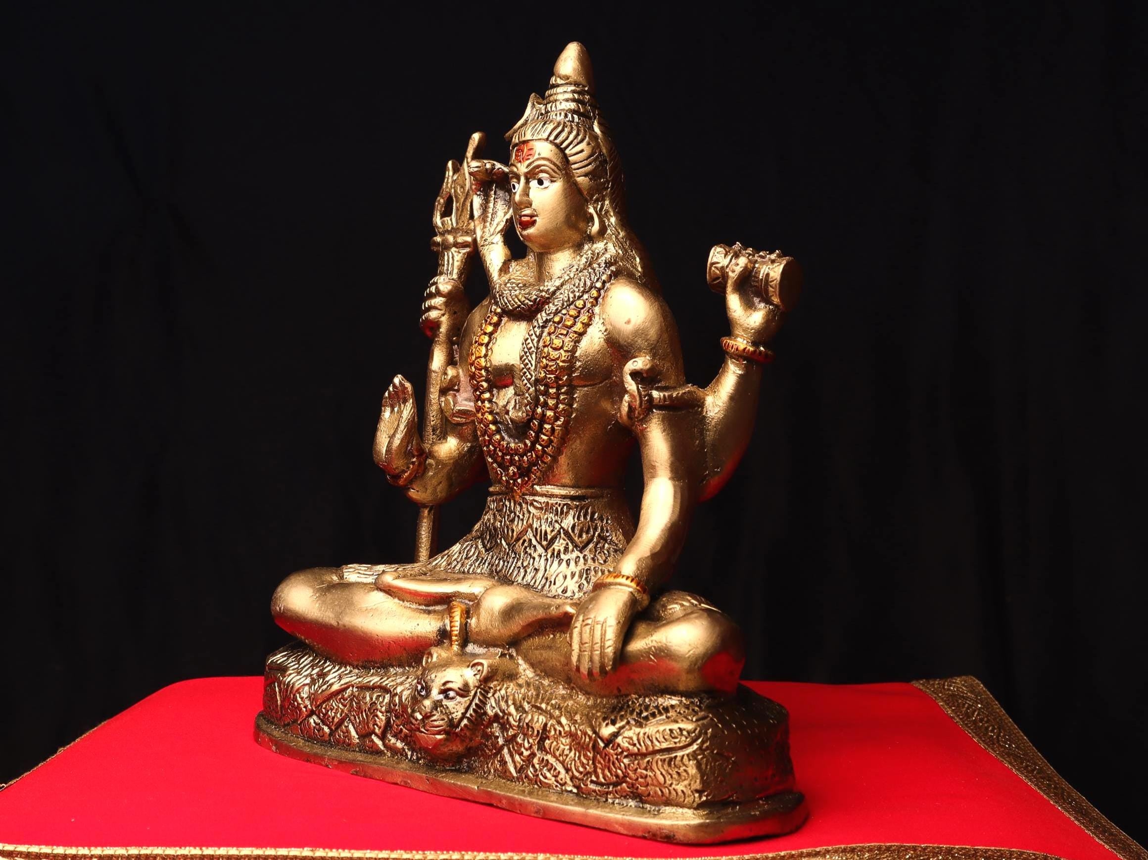 Handmade Brass Shiva Statue: Meditating Lord of Yoga