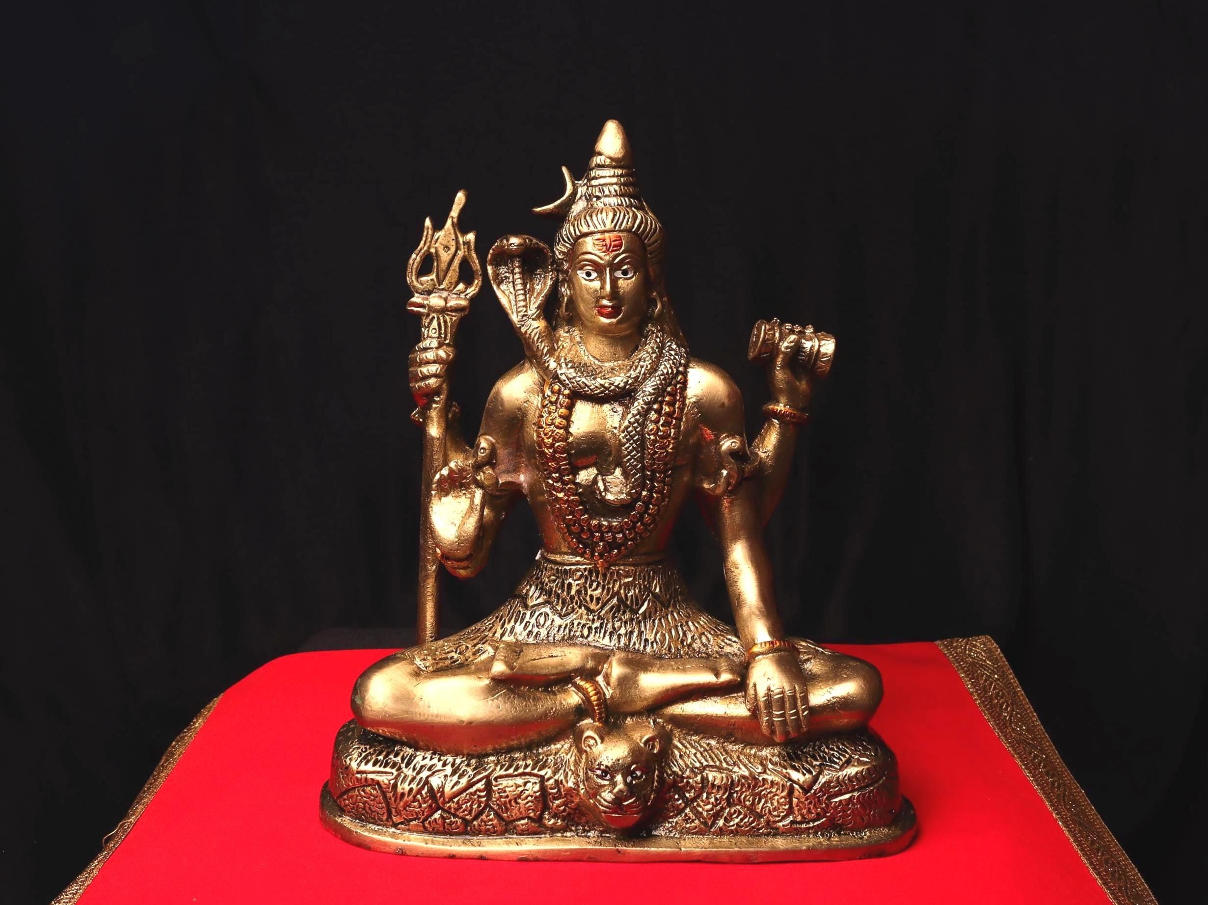 Handmade Brass Shiva Statue: Meditating Lord of Yoga