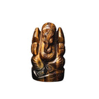 Tiger Eye Ganesha Statue: Hand-Carved Hindu Elephant God Altar Decor