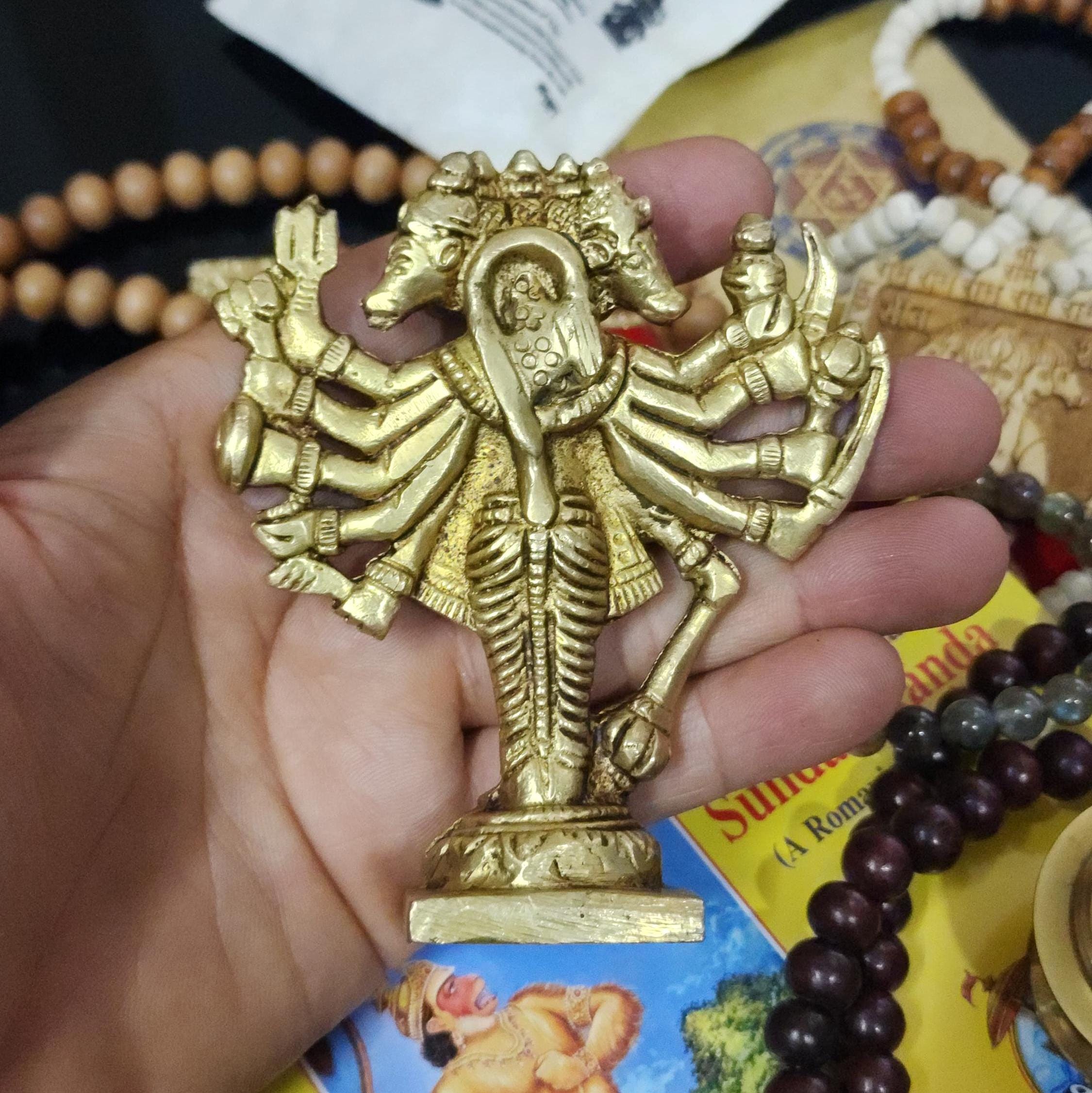 Hanuman Gift Box: Brass Statue, Sandalwood Mala, Labradorite Bracelet