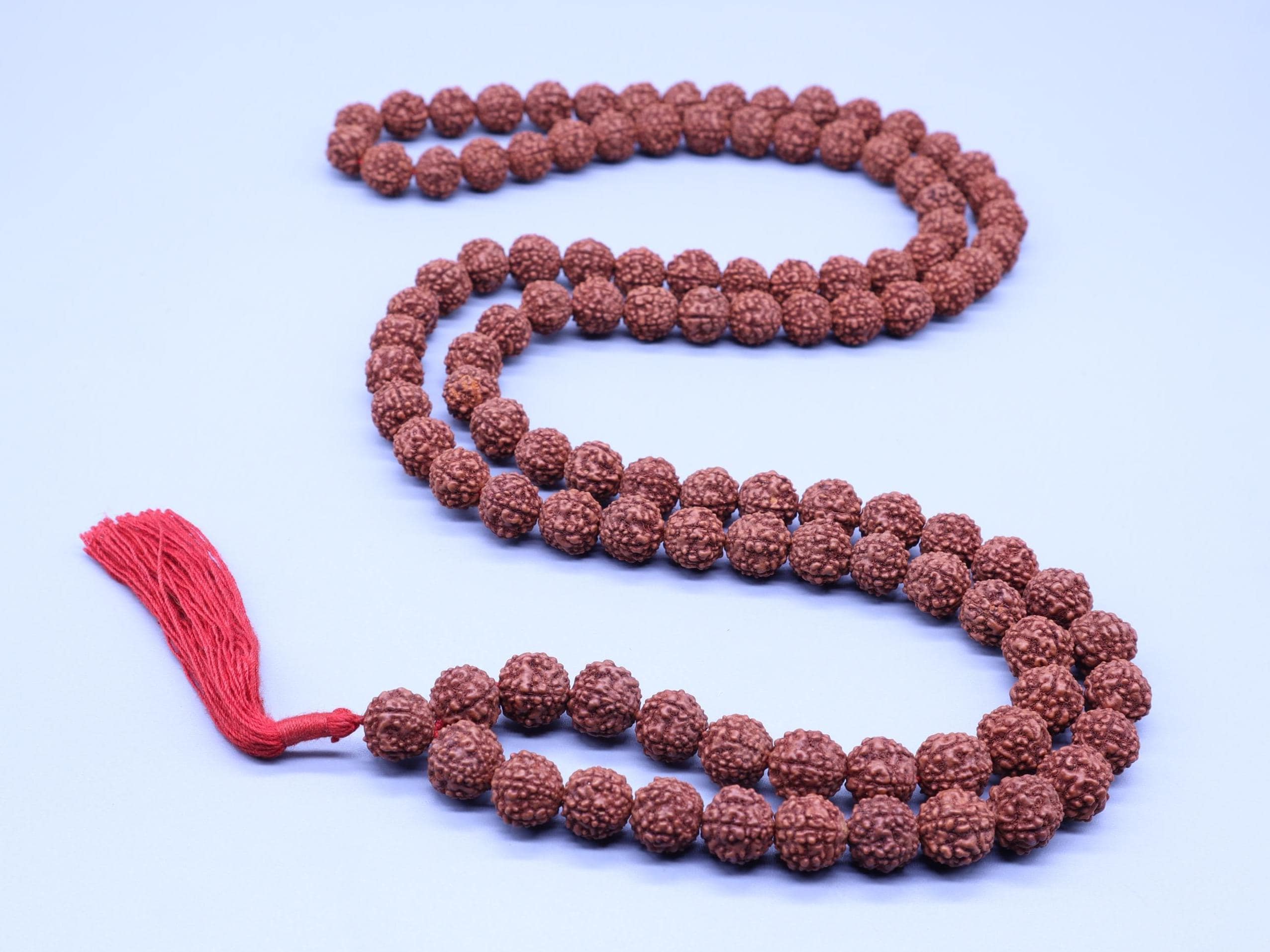 Shiva Prayer Beads Mala, 108+1 Natural Indian Origin Rudraksha Seed Japa Mala, Gifts Included
