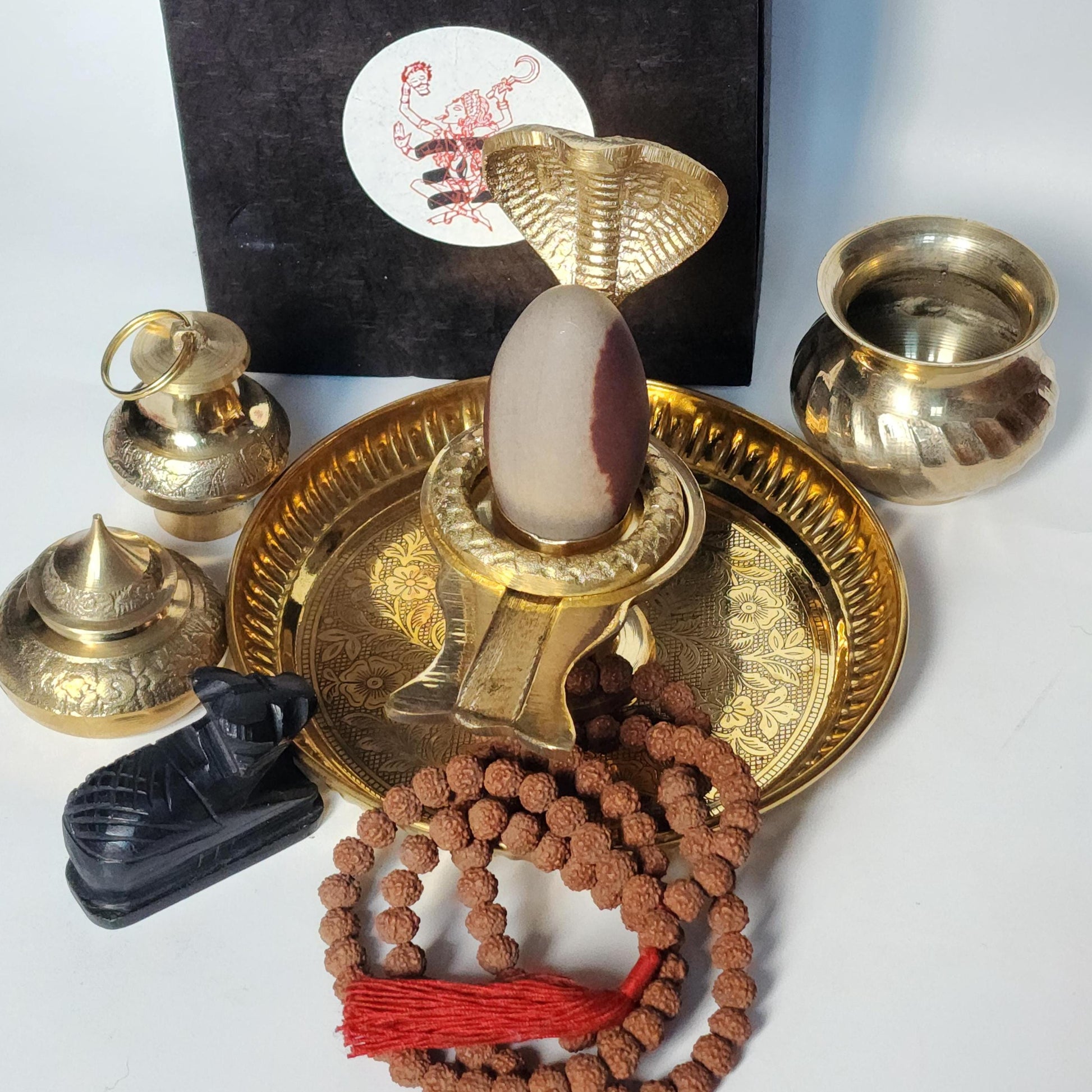 Narmada Shiva Lingam Gift Box: Sacred Hindu Puja Set, Handmade in Nepal