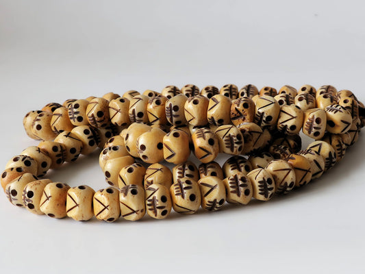 Tibetan Bone Hand Carved Prayer Beads Mala