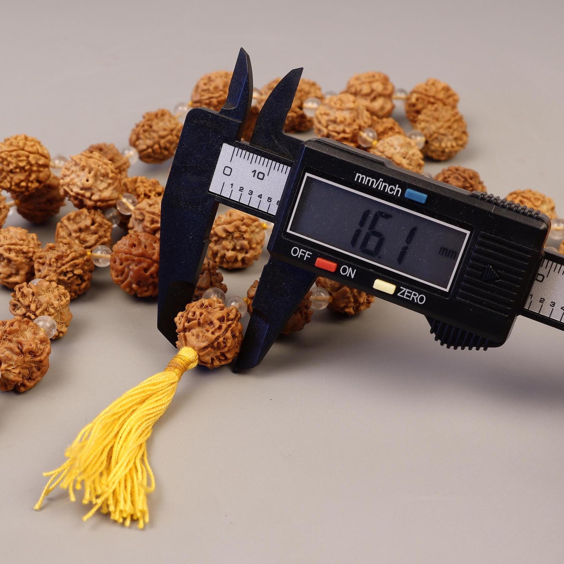 Four Mukhi Rudraksha Sphatik Mala – Genuine Nepal Rudraksha Beads