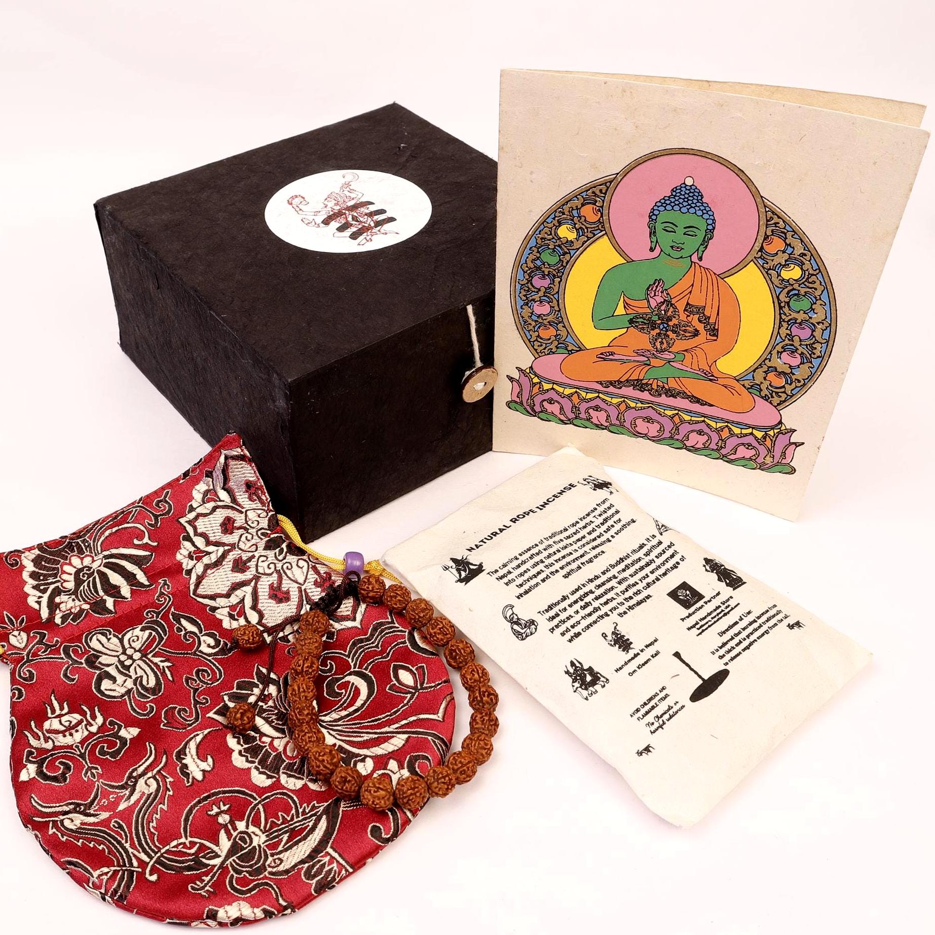 Four Mukhi Rudraksha Sphatik Mala – Genuine Nepal Rudraksha Beads