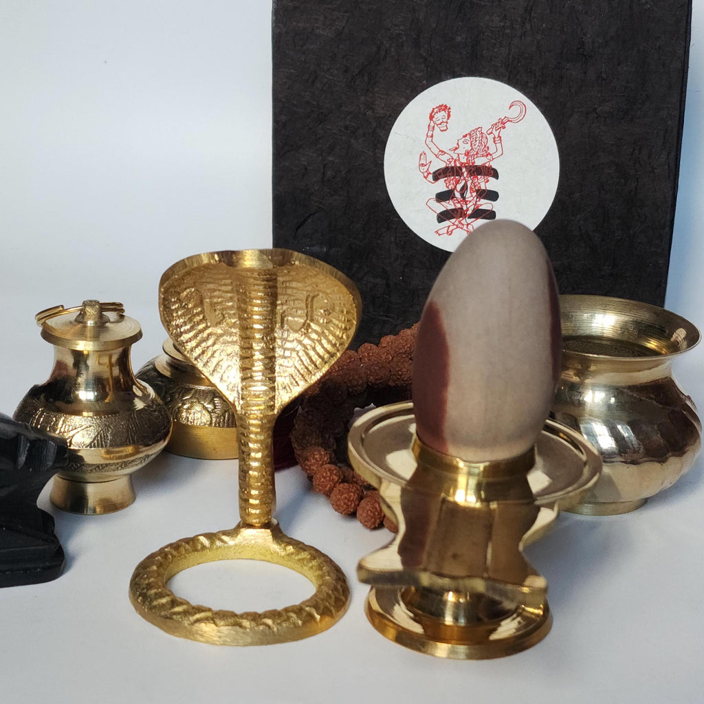 Narmada Shiva Lingam Gift Box: Sacred Hindu Puja Set, Handmade in Nepal