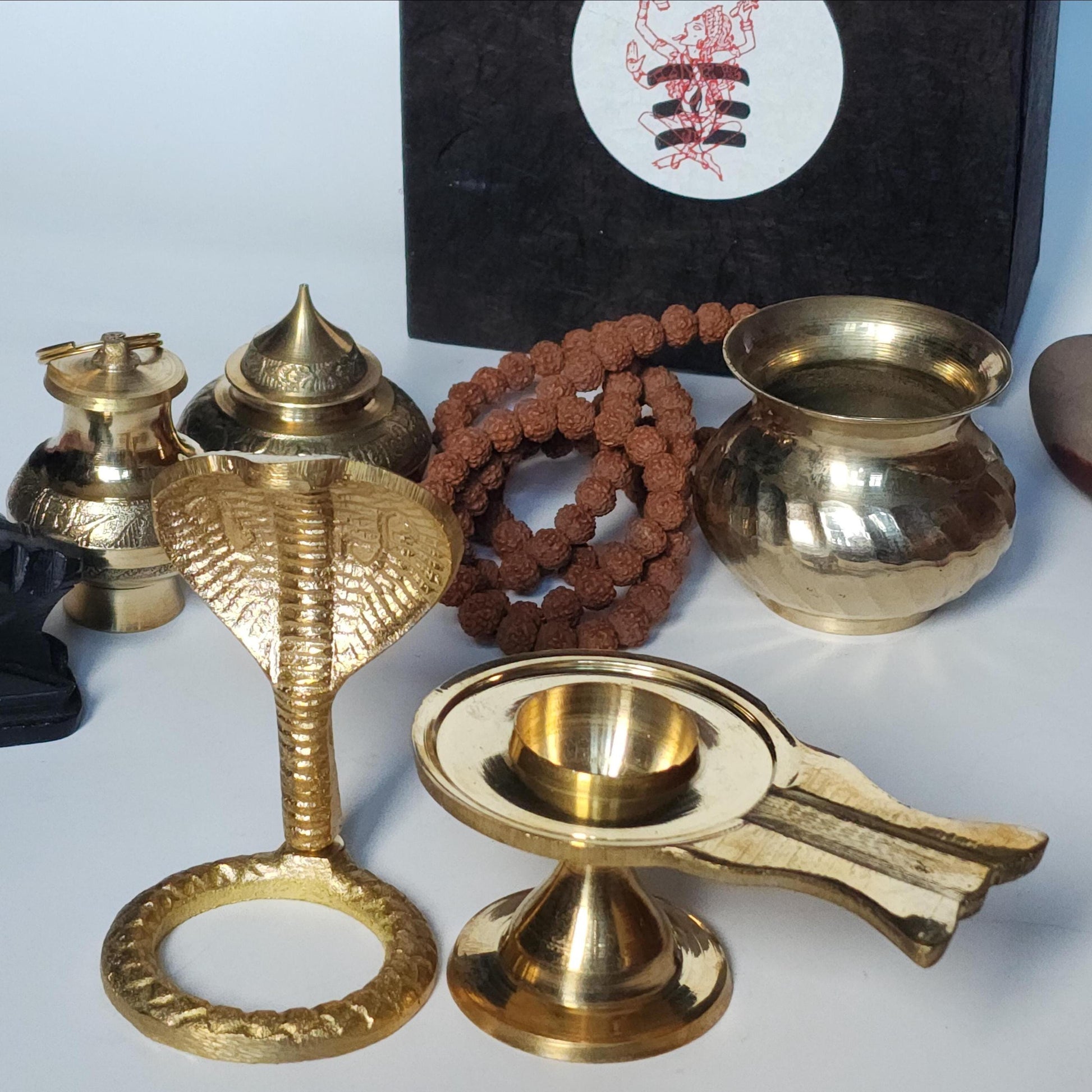 Narmada Shiva Lingam Gift Box: Sacred Hindu Puja Set, Handmade in Nepal