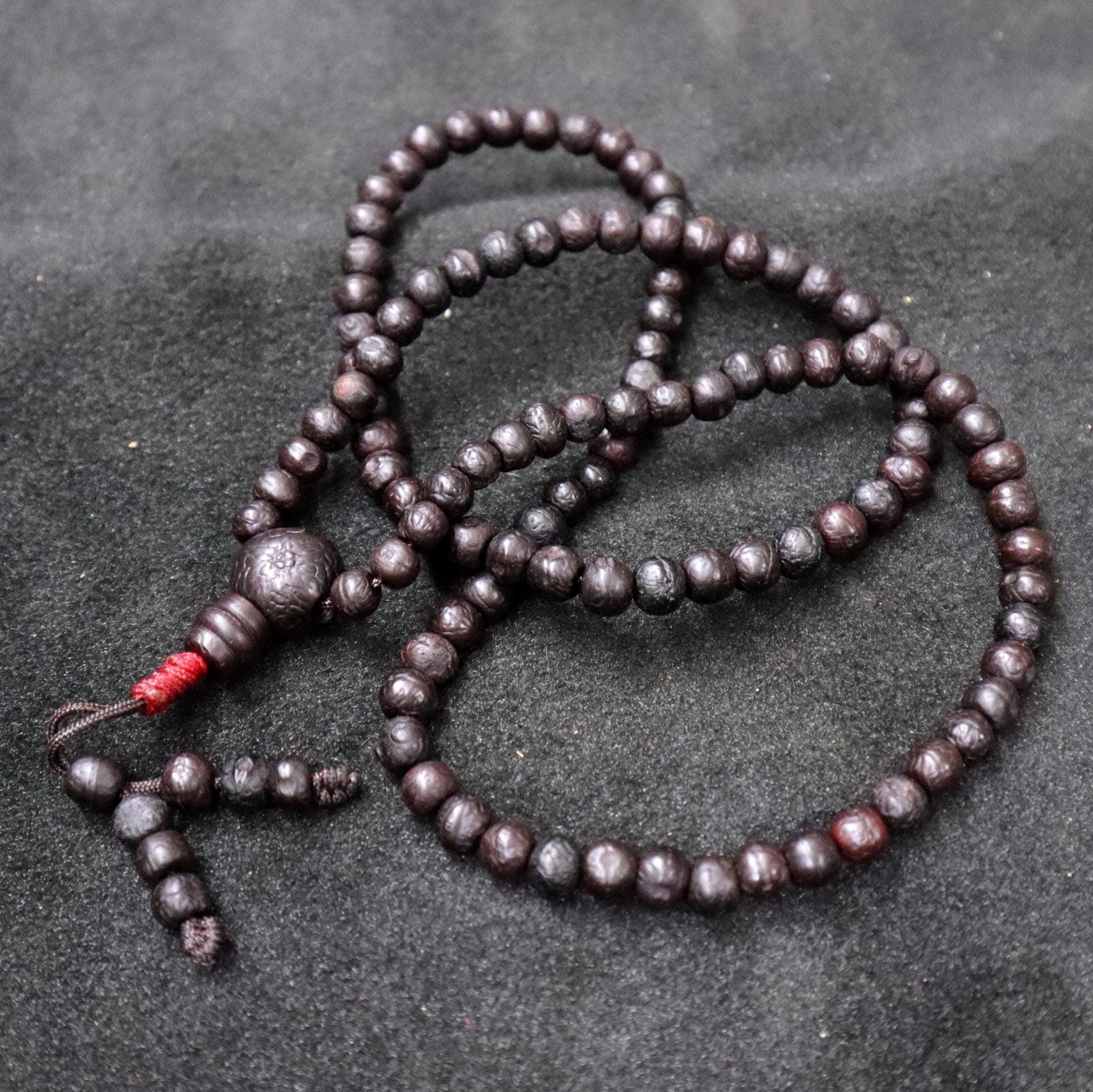 Rare 7mm and 8mm Bodhi Seed Prayer Beads: Buddha Chitta Mala From Nepal