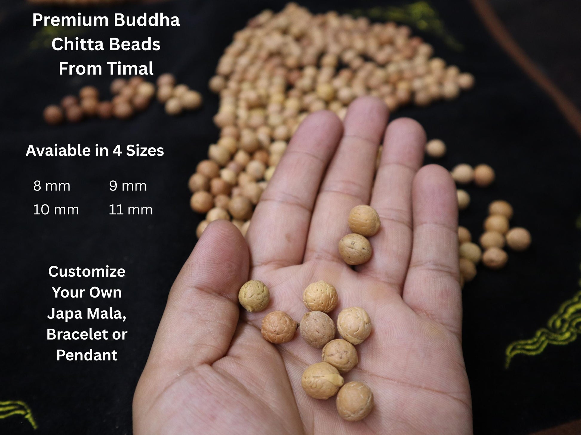 8 to 12 mm Bodhi Seed Prayer Beads: Timal Nepal Buddha Chitta