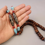 Bodhi Seed Dzi Eye Mala, Tibetan Aged Buddhist Mala, Free Bracelet