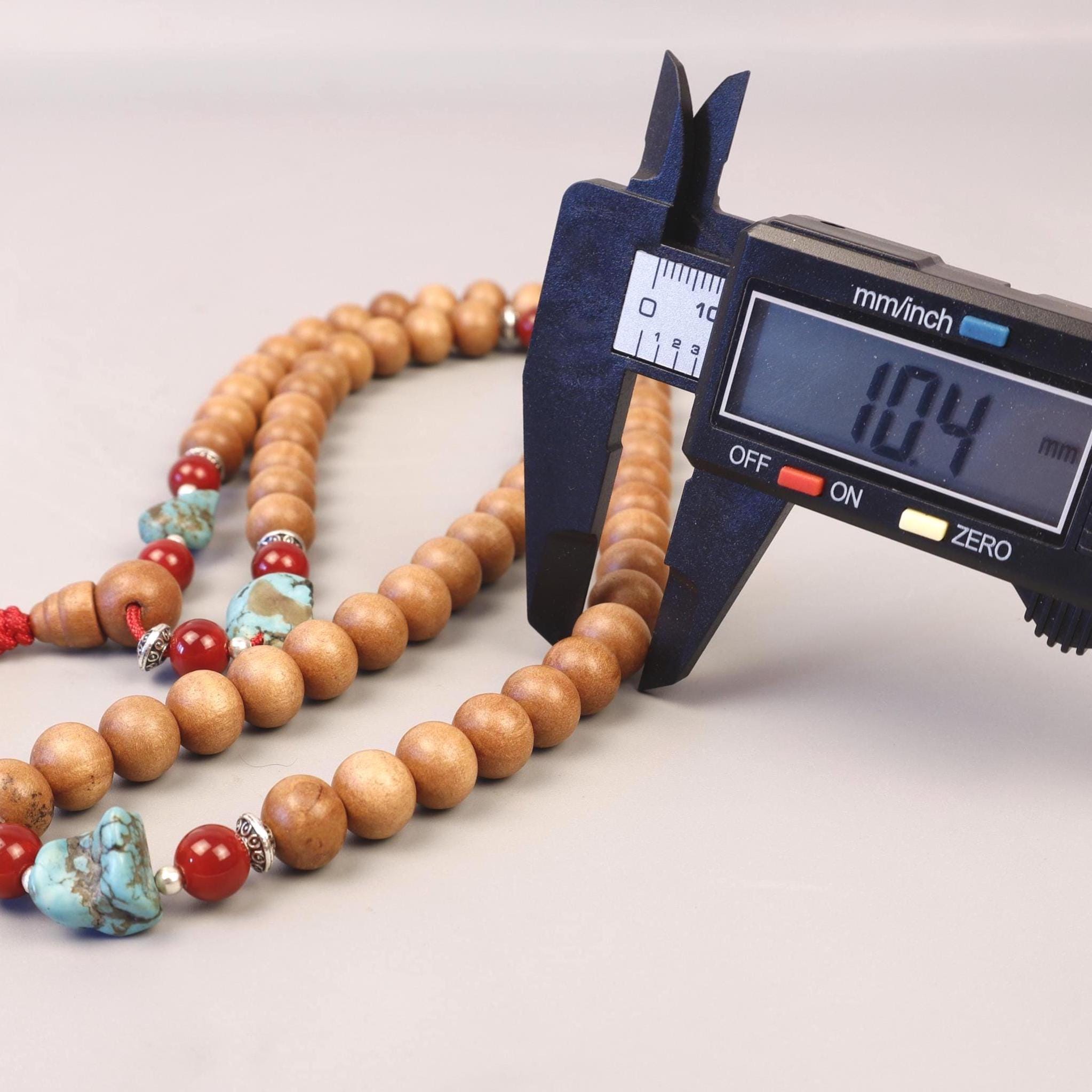 Tibetan Sandalwood Turquoise Mala, Protective Buddhist Necklace