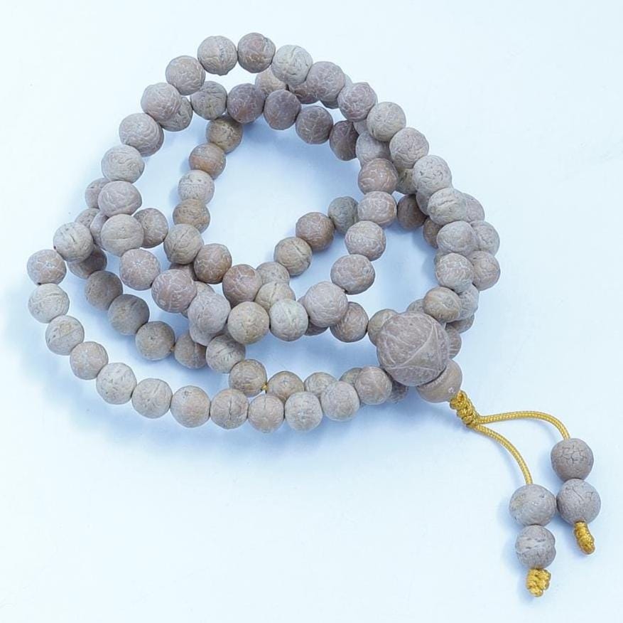 A+ Grade Raw Bodhi Seed Mala, Buddha Chitta Phoenix Eye Tibetan Prayer Beads