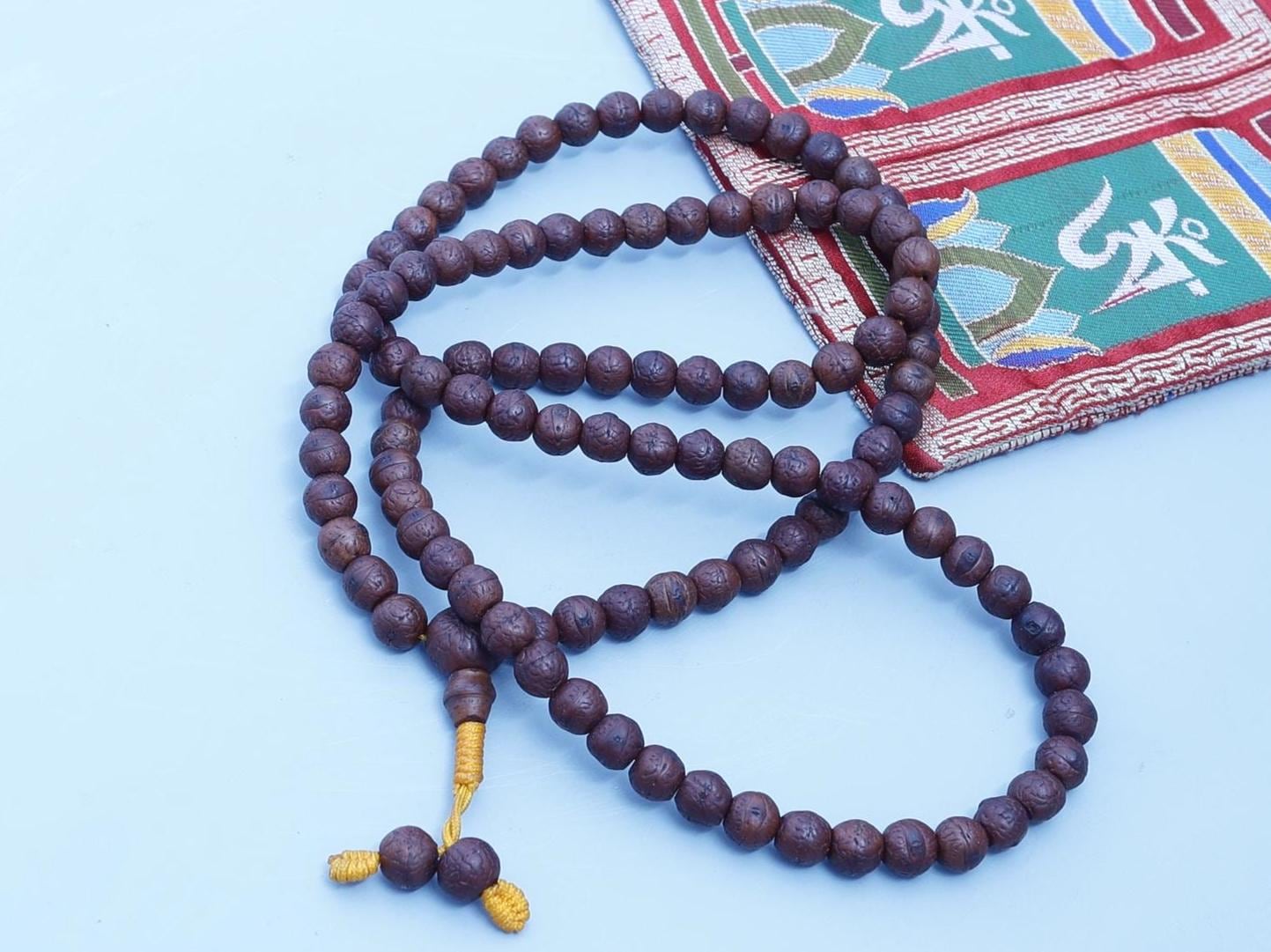 Aged Bodhi Seed Mala, Buddha Chitta Phoenix Eye Tibetan Prayer Beads