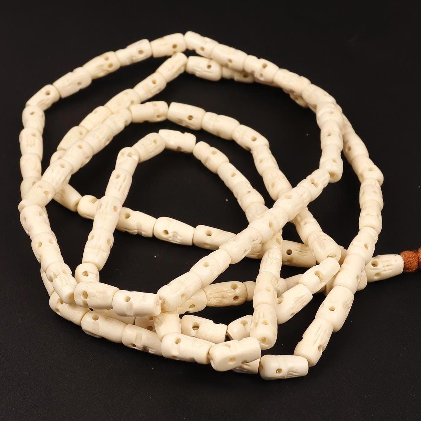 Natural White Tibetan Yak Bone Bead Handmade Mala