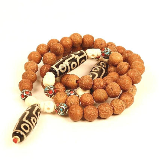Tibetan Bhairav Dzi Bodhi Protection Necklace