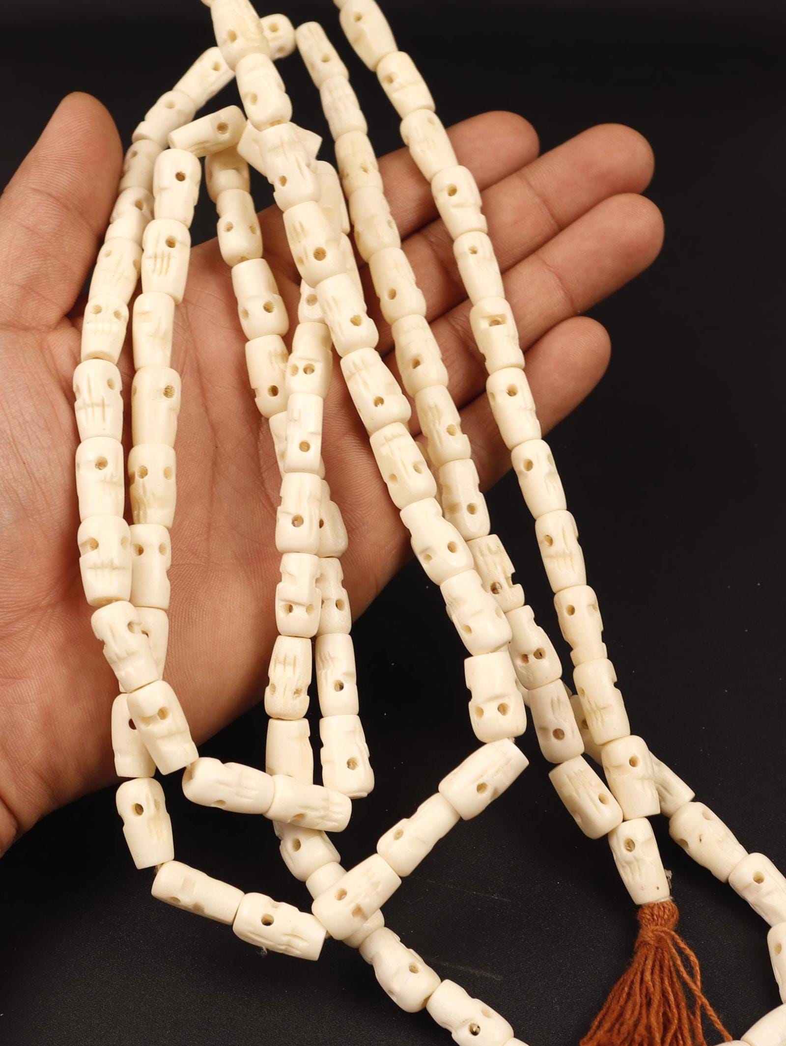 Natural White Tibetan Yak Bone Bead Handmade Mala