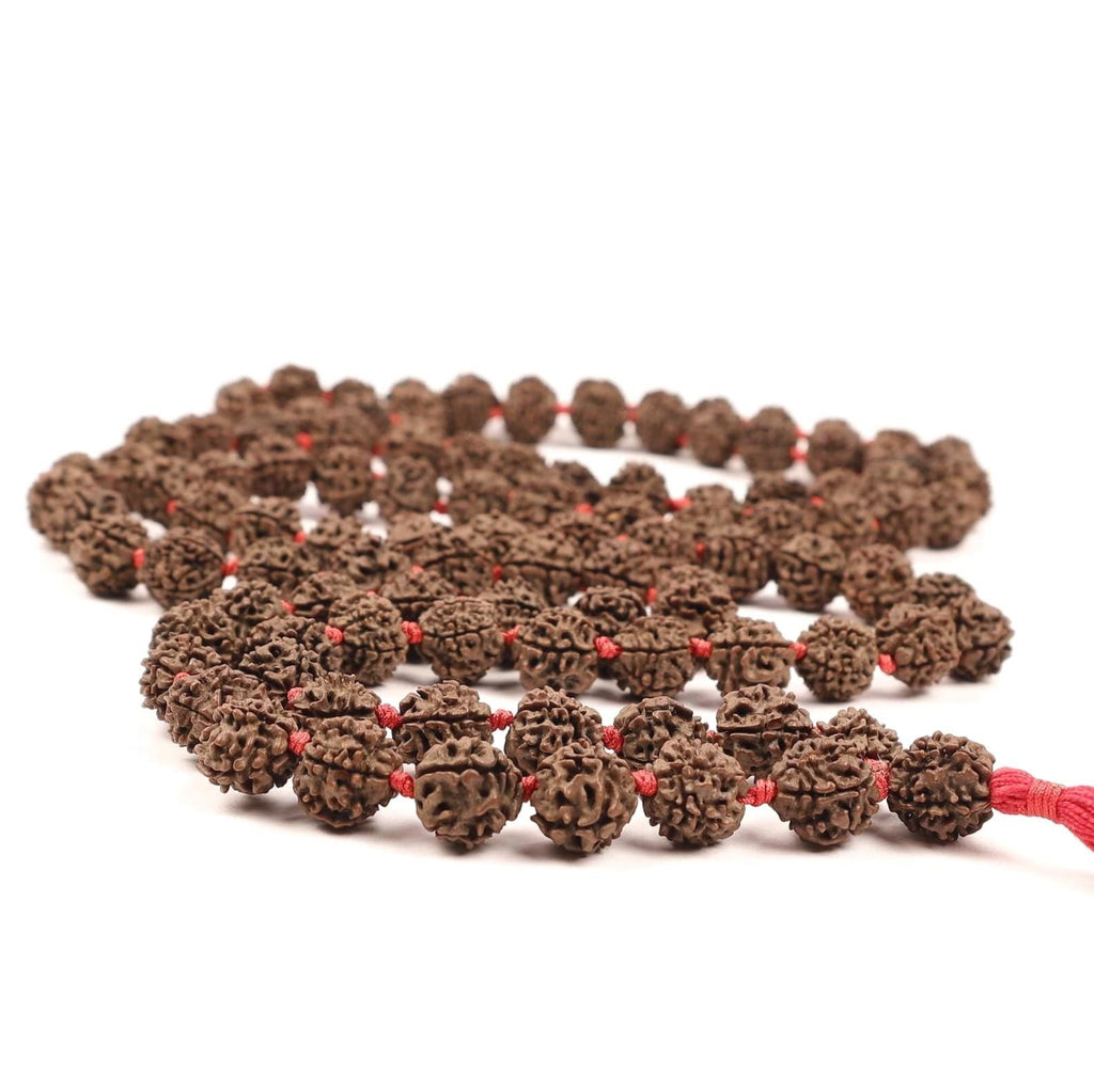 Nepali Rudraksha mala with red tassel 
