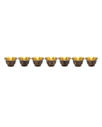 Buddhist Water Offering Brass Bowl With Engraving Set Of 7, 8 Auspicious Symbols
