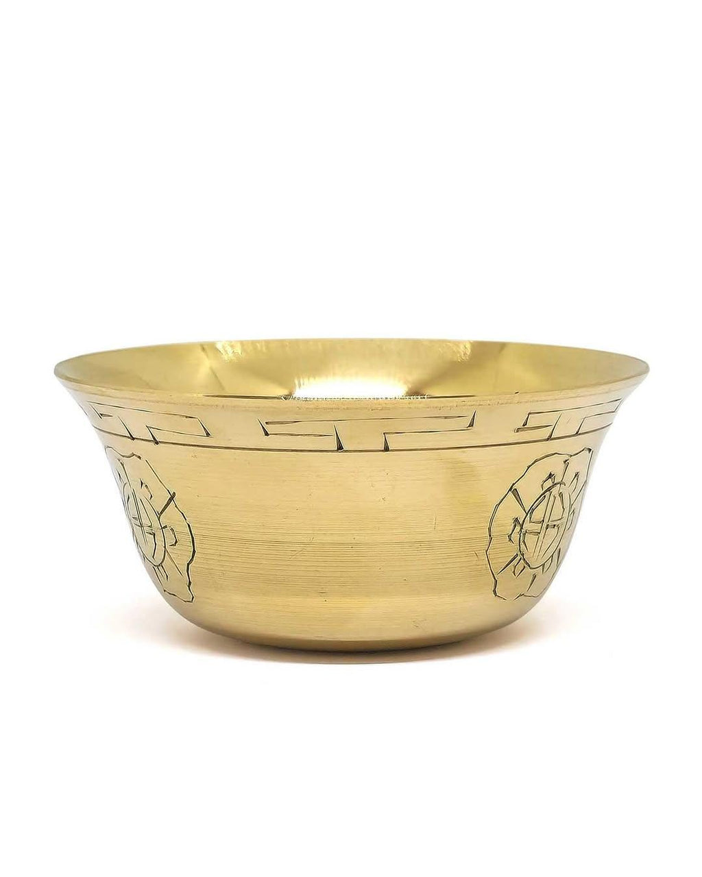 Tibetan Water Offering Brass Bowl With Engraving Set Of 7