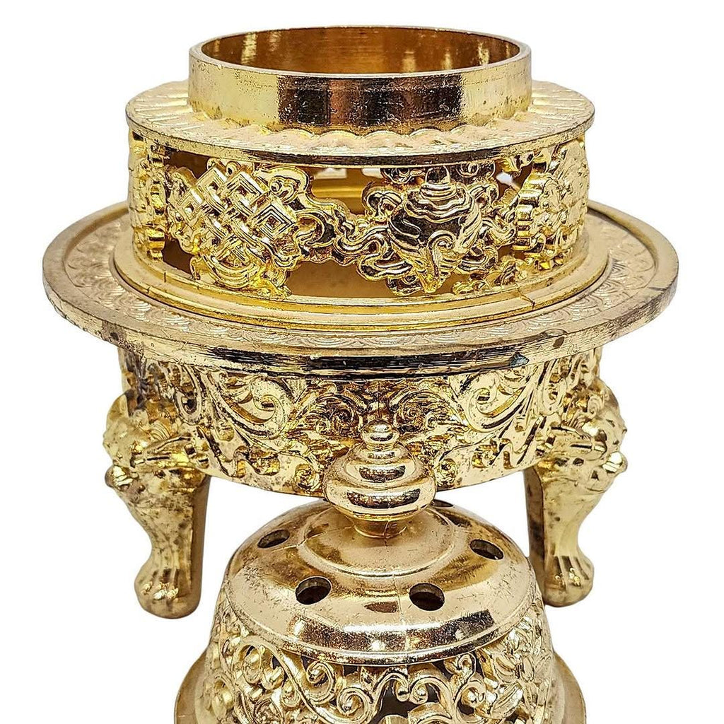 Tibetan Incense Burner With Lid For Sang Offering And Buddhist Altar
