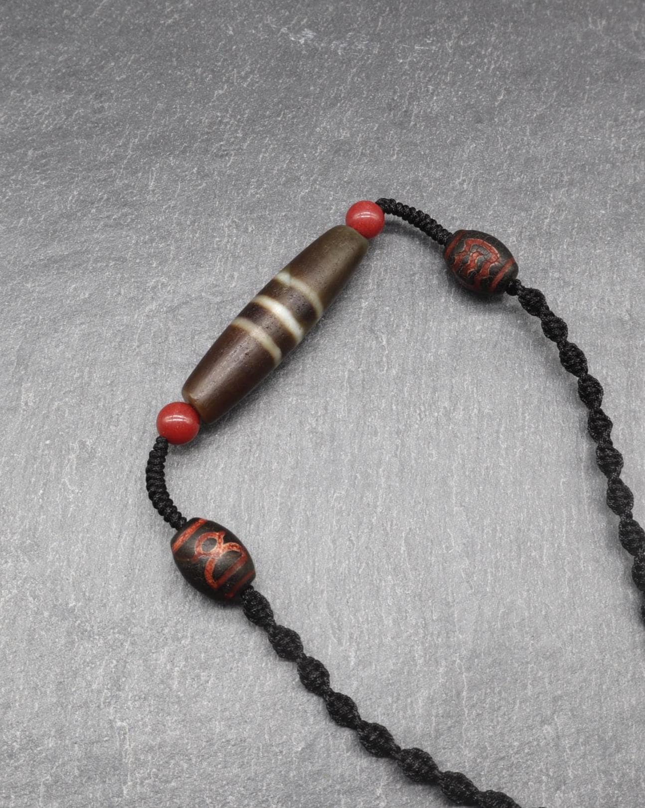 Ancient Style Dzi Bead, Protection Amulet, Tibetan Buddhist Agate Talisman
