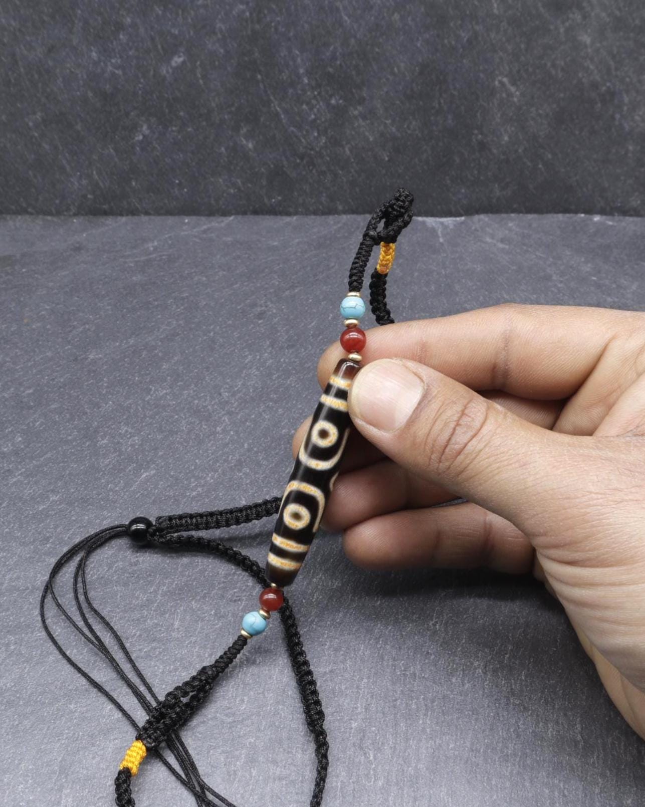 6 Dragon Eyes Dzi Agate Bead, Sacred Tibetan Amulet, Boddhisatva Talisman From Tibet