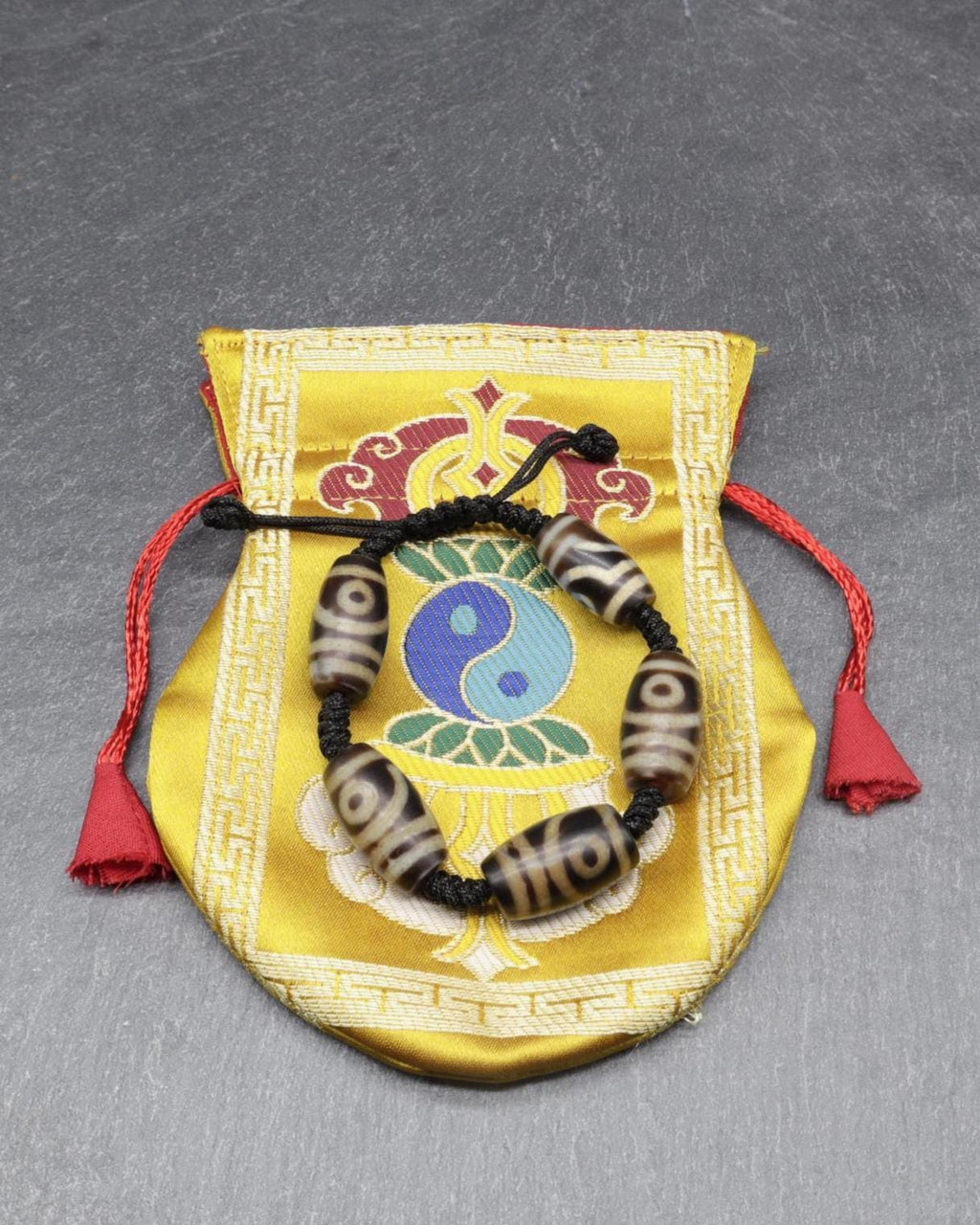Antique 2 Eyes Dzi Bead Bracelet, Tibetan Jewelry,  Protection Beads For Happy And Harmonious, Spiritual Gift, 23x14mm