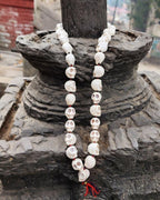 Howlite Ma Kali Skull Prayer Beads, Hand Knotted Maha Kalika Necklace From Nepal