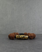 Tibetan Dzi-Rudraksha Bracelet, 9-Eye Dzi & 5 Face Rudraksha Beads