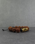 Tibetan Dzi-Rudraksha Bracelet, 9-Eye Dzi & 5 Face Rudraksha Beads