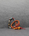 Antique Tibetan Dzi Bead Necklace, Old 3 Eye Himalayan Protection Amulet