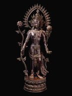 Padmapani Lokeshvara 18th Century Statue Large Himalayan Buddhist Sculpture 40x16 Inches
