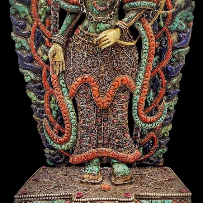 Vintage Silver Padmapani Lokeshvara Statue 1980's Himalayan Collectible