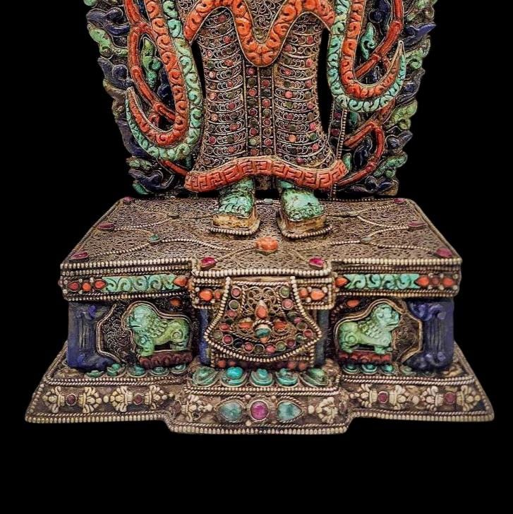 Vintage Silver Padmapani Lokeshvara Statue 1980's Himalayan Collectible