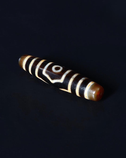 Antique Tibetan Agate Dzi Bead, Guru Rinpoche Three Realms