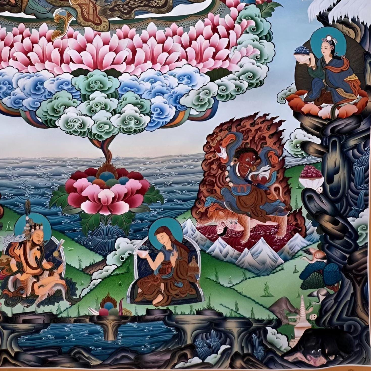 Guru Padmasambhava Thangka, Nyingma Lineage Lotus Born Master Art