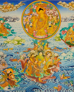 Paani Buddha Thangka - 16 Arhats & 10 Bodhisattvas Master Quality 36x79