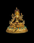 Green Tara Masterpiece Statue, Full Gold Plated, Hand Painted Sacred Art