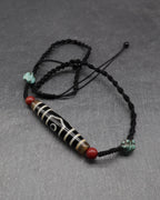 Antique Tibetan Dzi Mala, Guru Rinpoche Three Realms Dzi Bead, 58x12 mm, 30 Years Old, Spiritual Gift
