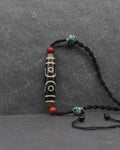 Antique Guru Rinpoche Dzi Bead, Tibetan Agate Amulet (58x12 mm, 30 Years Old)