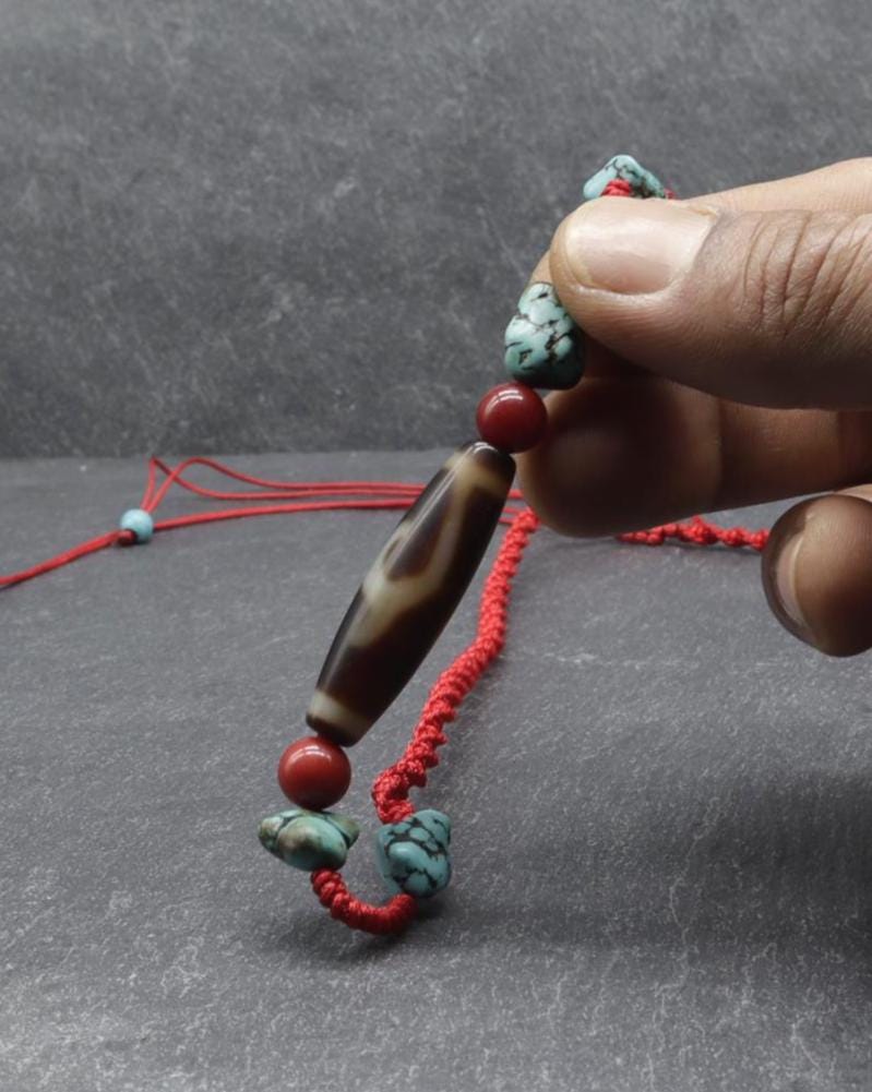 Antique Tibetan Dzi Bead, Vajrayogini Dakini Tantric Wisdom Amulet Tibetan Buddhist Protection Mala