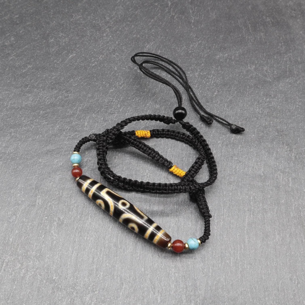 6 Dragon Eyes Dzi Agate Bead, Sacred Tibetan Amulet, Boddhisatva Talisman From Tibet