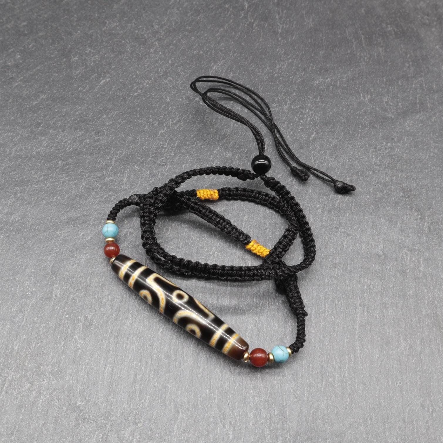 6 Dragon Eyes Dzi Agate Bead, Sacred Tibetan Amulet, Boddhisatva Talisman From Tibet