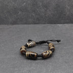 Antique 2 Eyes Dzi Bead Bracelet, Tibetan Jewelry,  Protection Beads For Happy And Harmonious, Spiritual Gift, 23x14mm